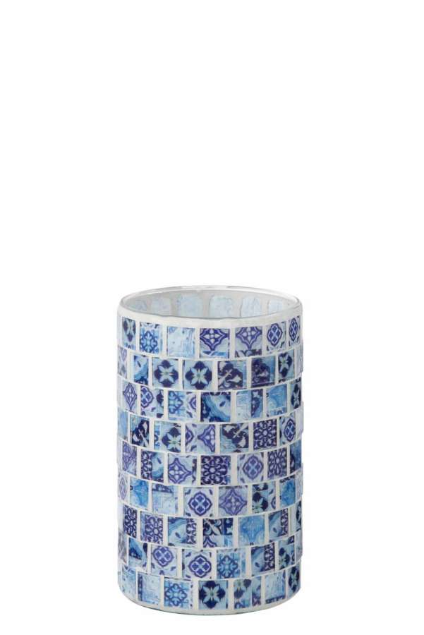 TEALIGHT HOLDER MOSAIC JEANS BLUE LARGE