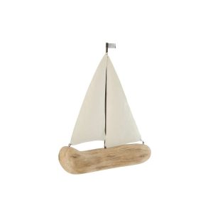 SAILBOAT PAULOWNIA WOOD NATURAL/WHITE LARGE