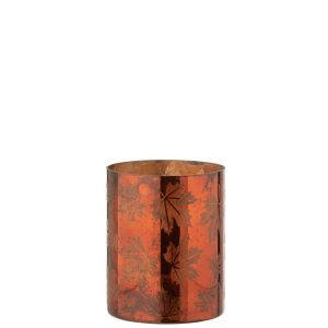 CANDLE HOLDER GLASS RUST BROWN LARGE