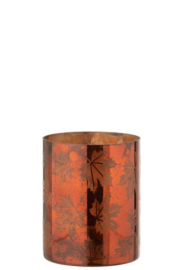 CANDLE HOLDER GLASS RUST BROWN LARGE