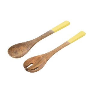 SET OF 2 SALAD SERVER MANGO WOOD YELLOW/NATURAL