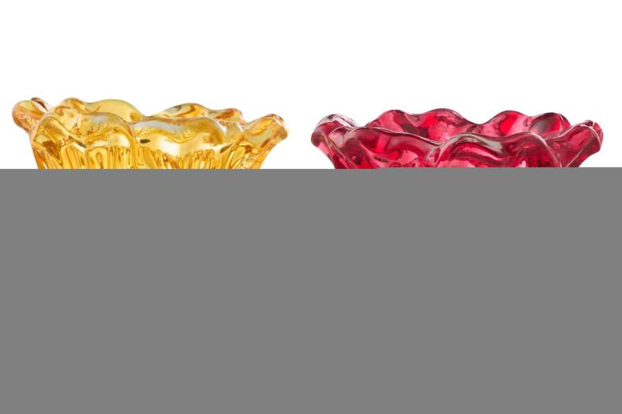 TEALIGHT HOLDER GLASS MULTI ASSORTMENT OF 2