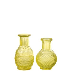 VASE KANO GLASS YELLOW ASSORTMENT OF 2
