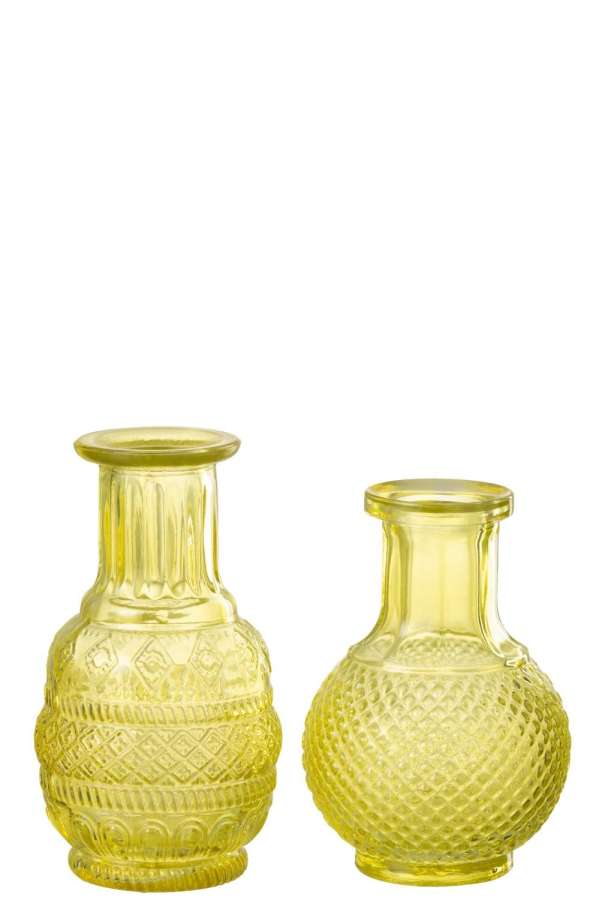 VASE KANO GLASS YELLOW ASSORTMENT OF 2