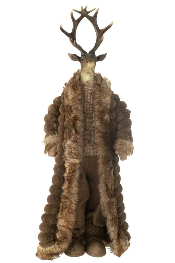 DEER STANDING COAT RESIN/TEXTILE BROWN LARGE