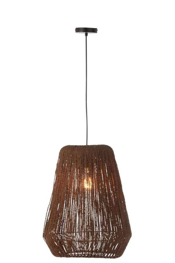 HANGING LAMP WEAVE METAL/PALM BLACK LARGE