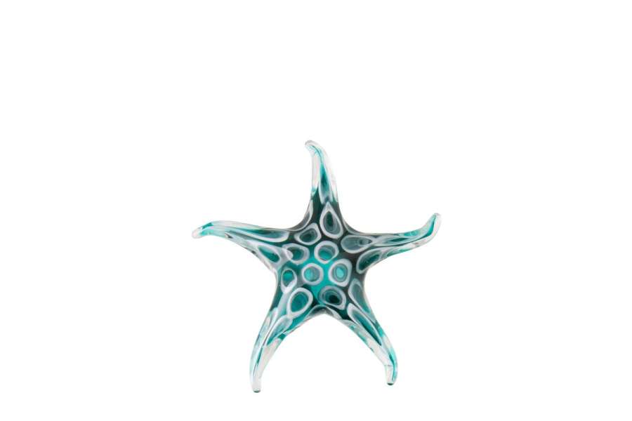 PAPERWEIGHT SEASTAR DOTS GLASS TURQUOISE