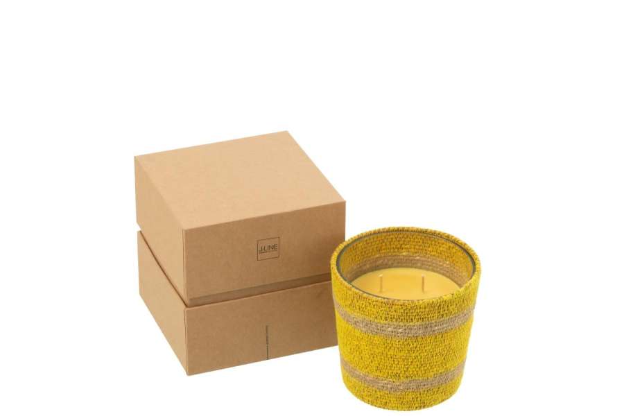 SCENTED CANDLE BASKET WAX YELLOW SMALL-45HOURS