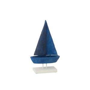 BOAT ON BASE POLYRESIN BLUE/WHITE