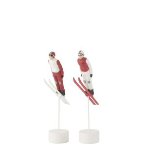 SKIER LONG JUMP RESIN RED/WHITE ASSORTMENT OF 2