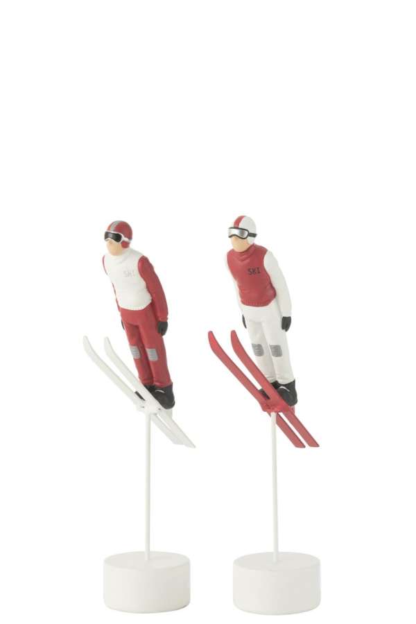SKIER LONG JUMP RESIN RED/WHITE ASSORTMENT OF 2