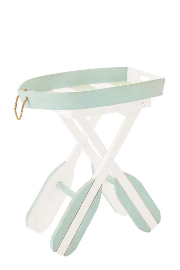 SIDE TABLE BOAT STRIPED MDF LIGHT BLUE/WHITE