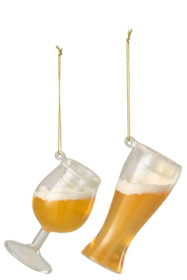 HANGER BEER GLASS GLASS LIGHT ORANGE ASSORTMENT OF 2