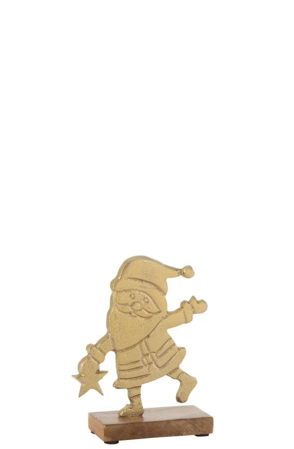 SANTA STAR ON BASE ALUMINIUM/WOOD GOLD SMALL