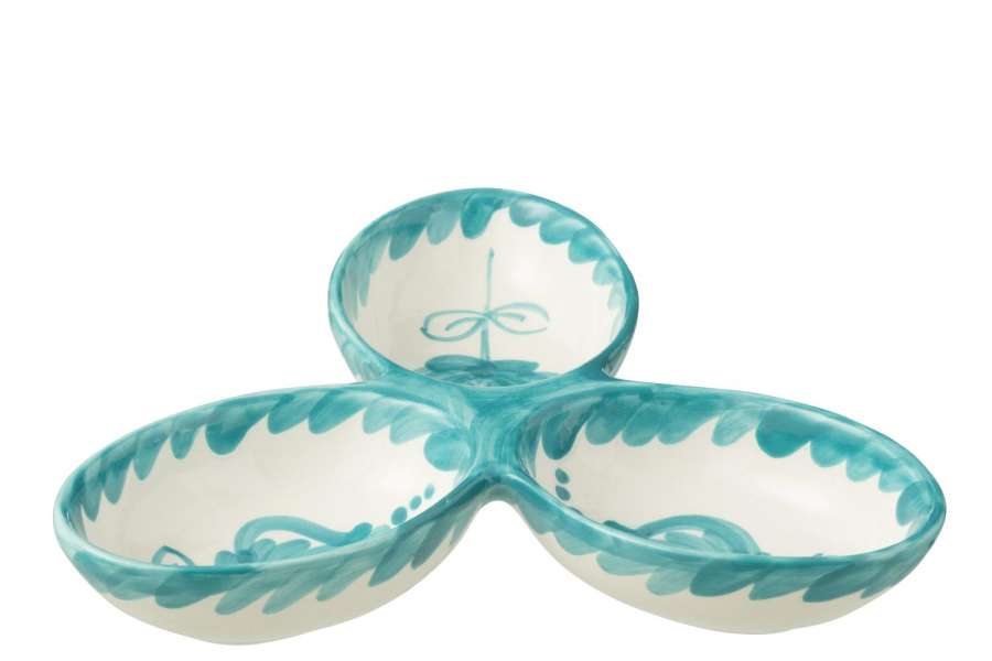 APERO DISH GRANADA CLOVER CERAMIC WHITE/AQUA