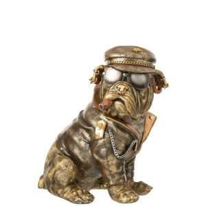 BULLDOG B CIGARETTE POLYRESIN ANTIQUE BROWN