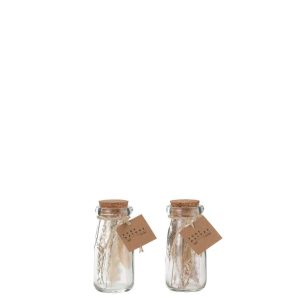 BOTTLES WITH DRIED FLOWERS GLASS NATURAL EXTRA SMALL ASSORTMENT OF 2
