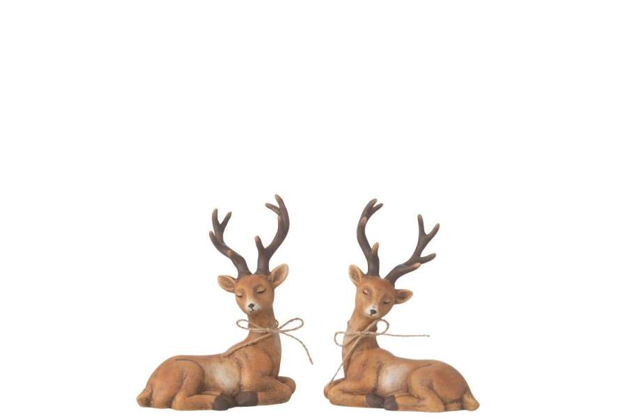 DEER LYING PORCELAIN BROWN ASSORTMENT OF 2