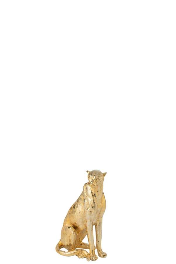 LEOPARD STANDING POLYRESIN GOLD COLORED SMALL