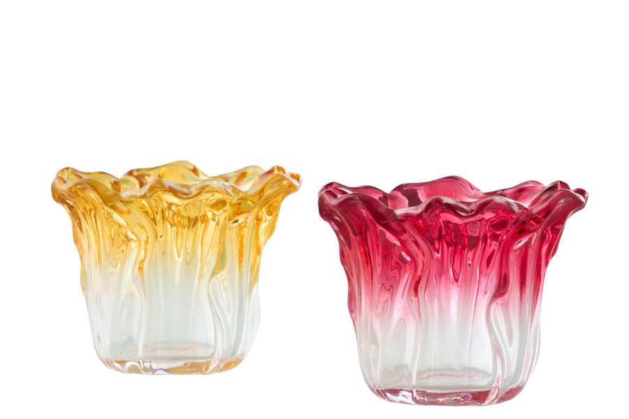 TEALIGHT HOLDER GLASS MULTI ASSORTMENT OF 2