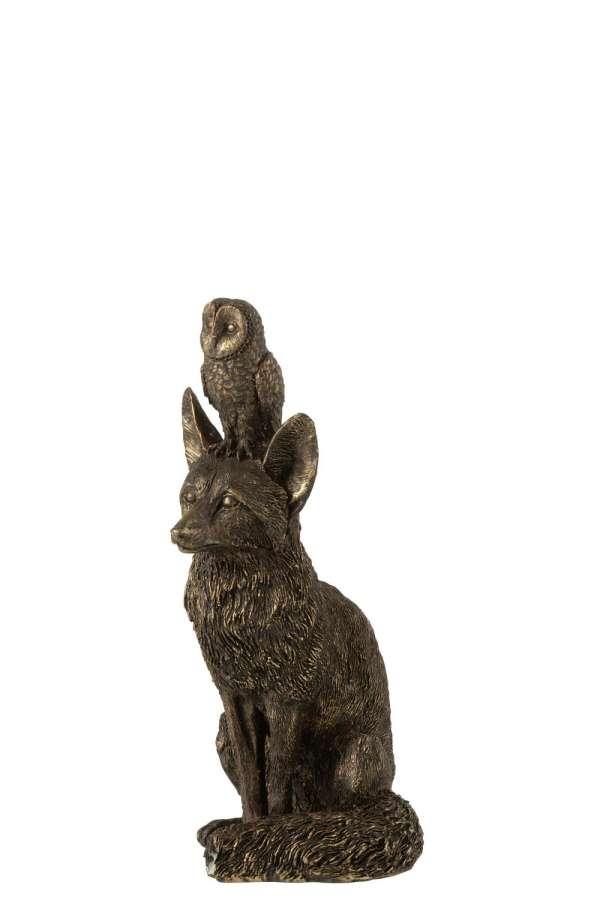 FOX+OWL POLYRESIN BRONZE COLORED