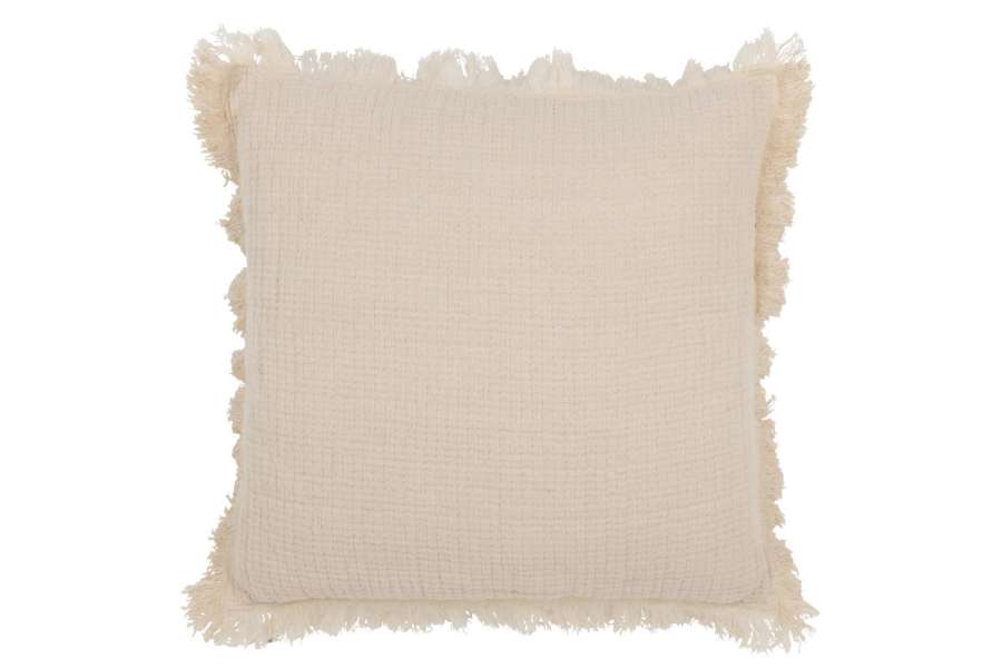 CUSHION FRINGES COTTON MUSLIN LIGHT BEIGE