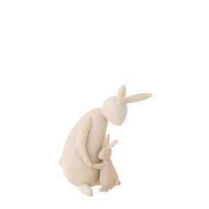 RABBIT MUM + CHILD RESIN NATURAL/ECRU