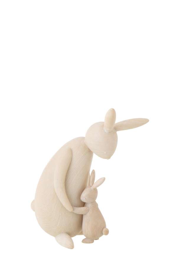 RABBIT MUM + CHILD RESIN NATURAL/ECRU