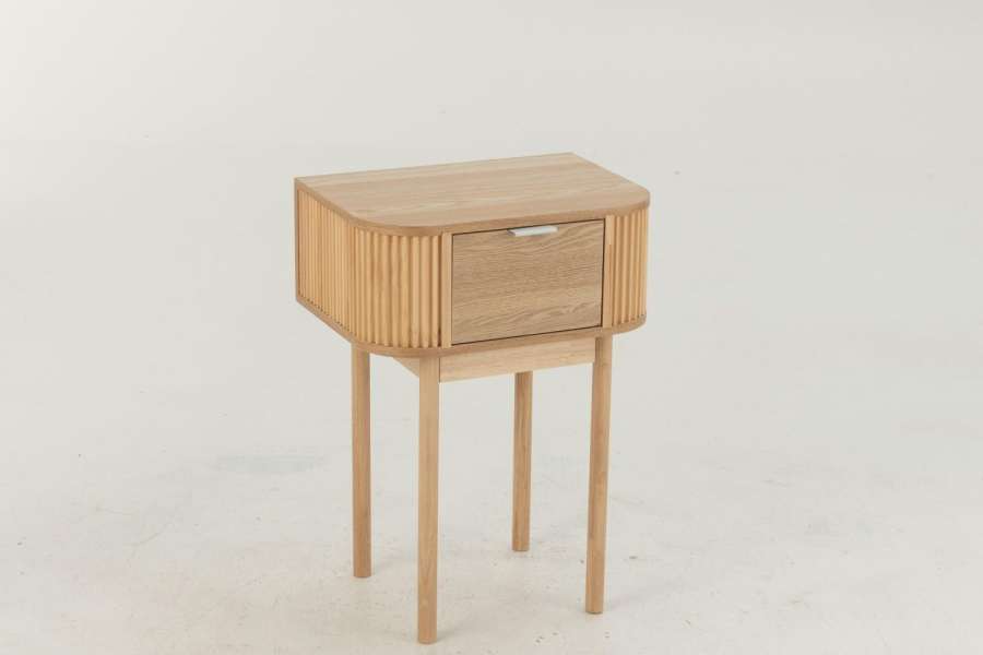 NIGHT TABLE ROUNDED MDF/PINE WOOD NATURAL
