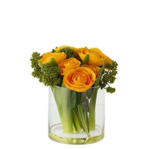RANUNCULUS IN VASE FABRIC YELLOW/TRANSPARENT LARGE