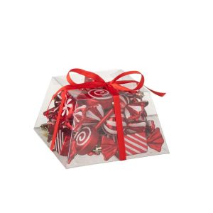 BOX OF 25 HANGER CANDY PLASTIC CHRISTMAS RED