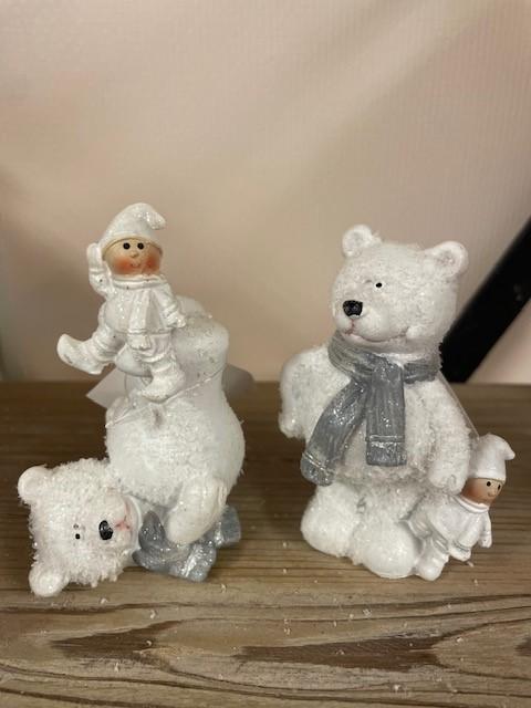 Figur Isbjørn M/Barn Står/Turner S/2 9Cm