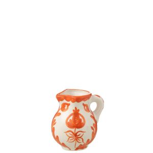 PITCHER GRANADA CERAMIC WHITE/ORANGE SMALL