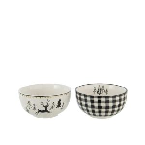 BOWL DOLOMITE WHITE/BLACK ASSORTMENT OF 2