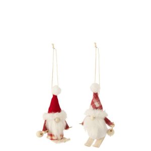 GNOME HANGER TEXTILE RED/WHITE ASSORTMENT OF 2