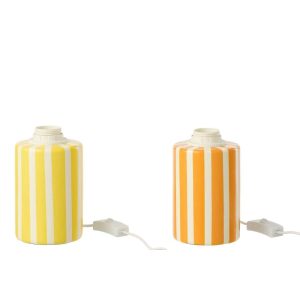 TABLE LAMP ROUND STRIPED CERAMIC ORANGE/YELLOW ASSORTMENT OF 2