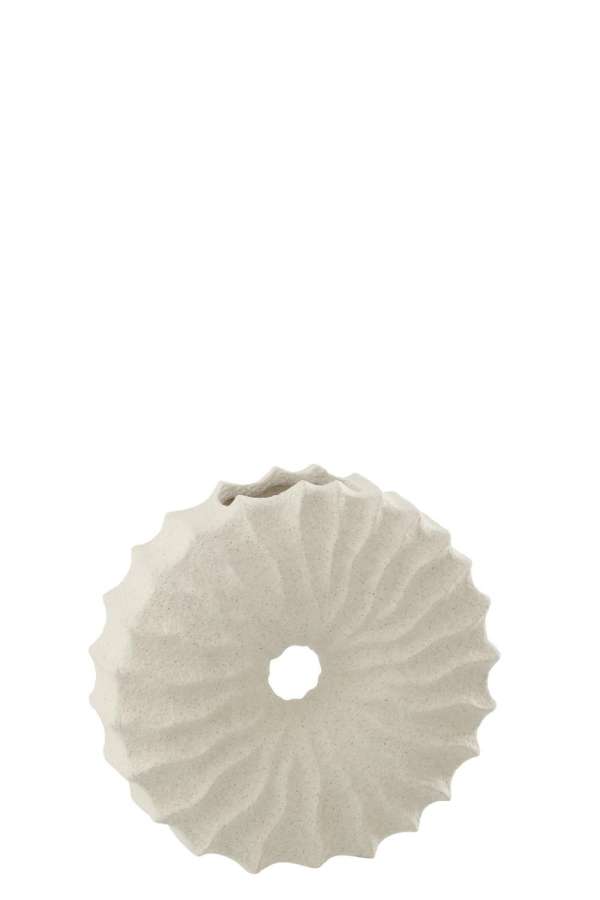 VASE SAND FINISH ROUND STONEWARE WHITE SMALL