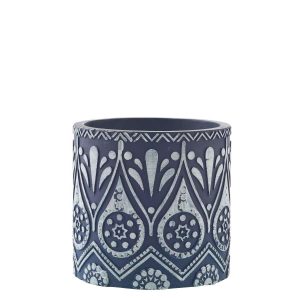 CANDLE TERRACOTTA BLUE/WHITE LARGE
