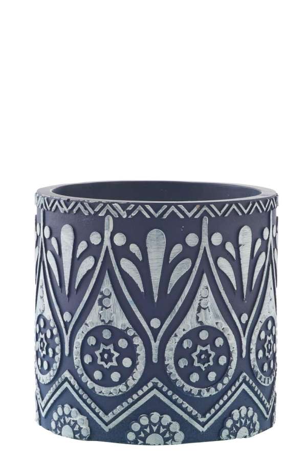CANDLE TERRACOTTA BLUE/WHITE LARGE