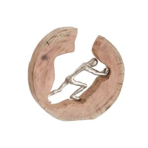 FIGURE PUSHING WOOD/ALUMINIUM NATURAL/SILVER