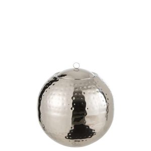 FLOATING BURNER BALL HAMMERED STAINLESS STEEL SILVER