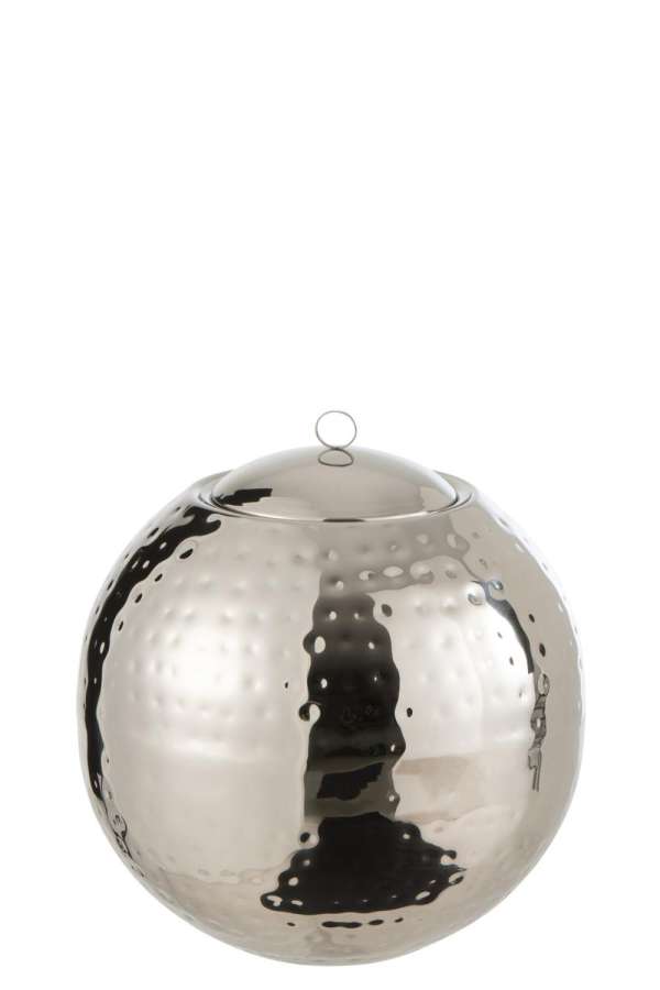 FLOATING BURNER BALL HAMMERED STAINLESS STEEL SILVER