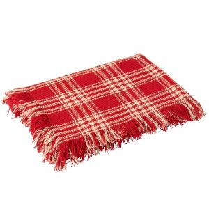 BLANKET CHECKERED COTTON CHRISTMAS RED/WHITE