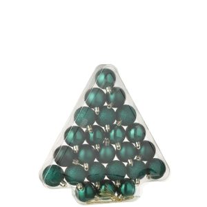 BOX OF 24 CHRISTMAS BAUBLE PLASTIC DARK GREEN