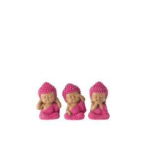 MONK SEE/HEAR/SPEAK RESIN PINK ASSORTMENT OF 3