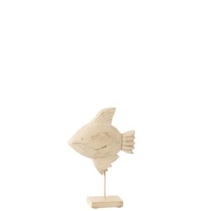 DECORATION FISH MANGO WOOD/METAL NATURAL/WHITE SMALL