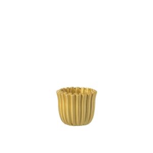 FLOWERPOT RIBBED CEMENT GOLD COLORED SMALL