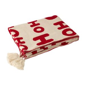 BLANKET HOHOHO POLYESTER CHRISTMAS RED/WHITE