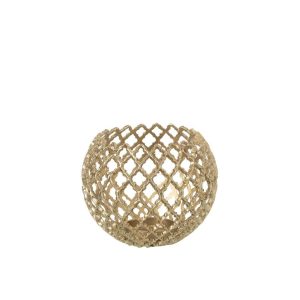 CANDLE HOLDER ALUMINIUM GOLD COLORED LARGE