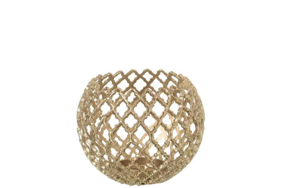CANDLE HOLDER ALUMINIUM GOLD COLORED LARGE
